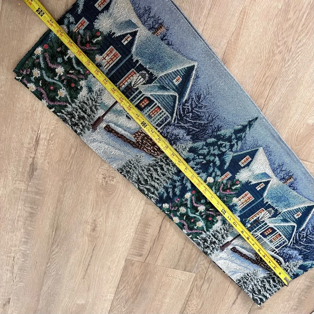 Christmas Tapestry Table Runner Winter Scene & Horse Tree‎ 70” X  13”